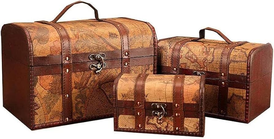 木製宝箱木箱 3点セット